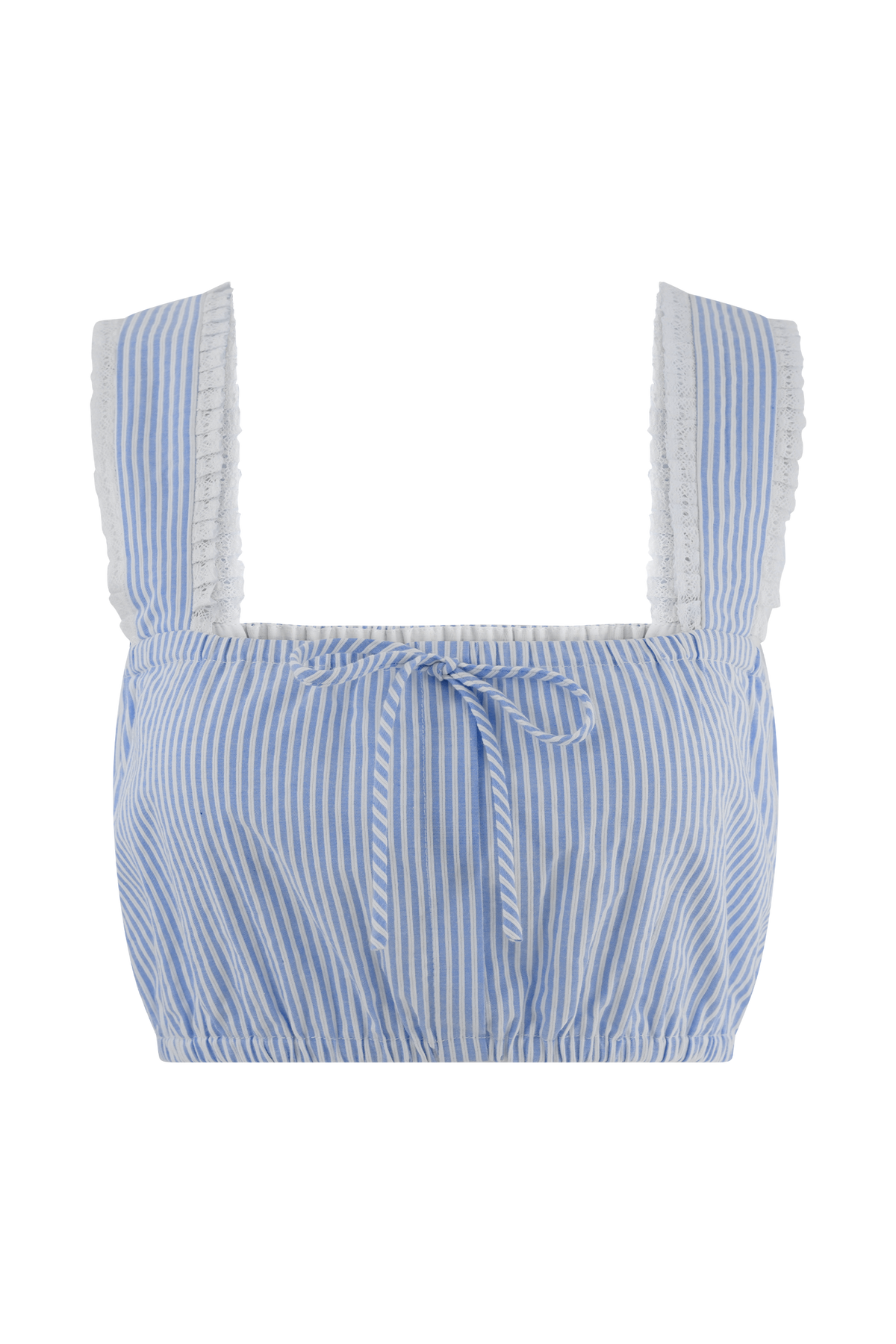 Gretel Sleeveless Crop Top - Blue Pinstripe