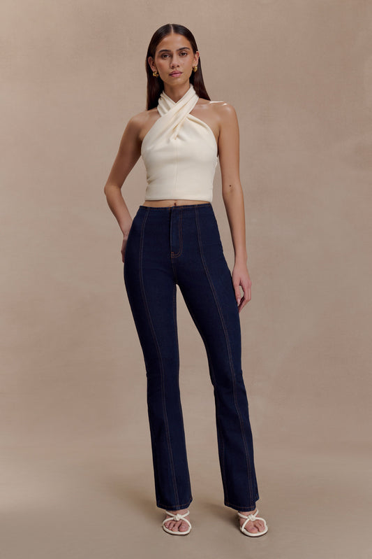 Clio Paneled Flare Jeans - Indigo Blue