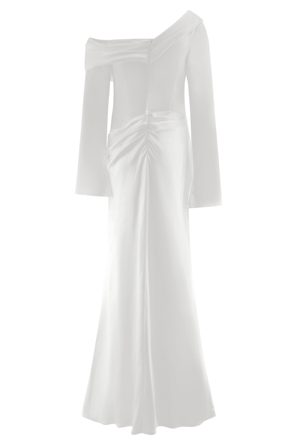 Iris Long Sleeve Satin Maxi Dress - White