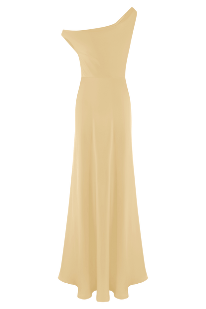 Jacinta One Shoulder Maxi Dress - Pastel Lemon