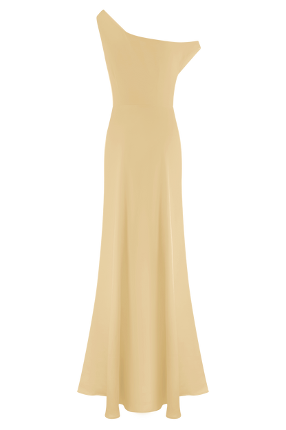 Jacinta One Shoulder Maxi Dress - Pastel Lemon