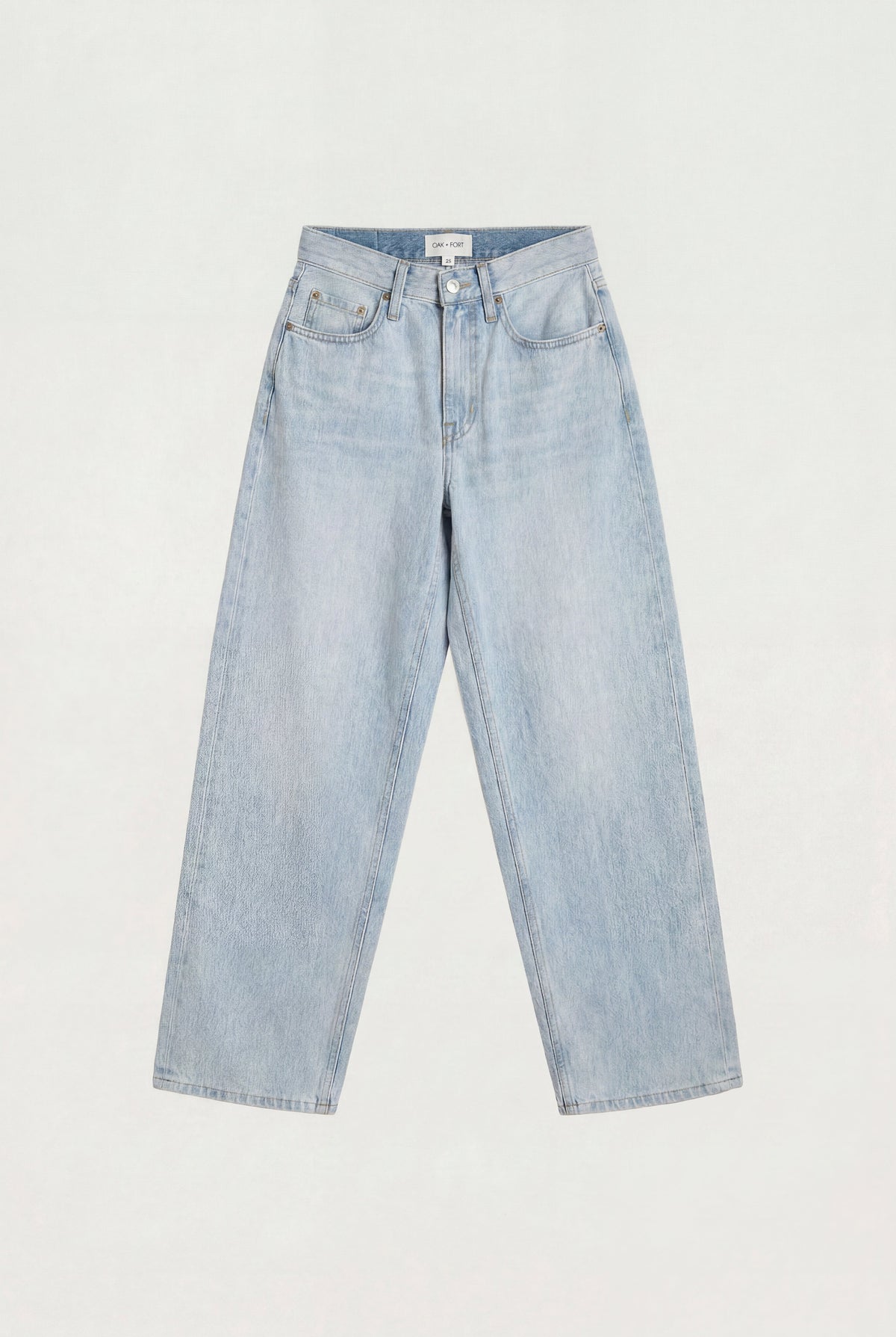 LINEN BLEND MID-RISE STRAIGHT LEG JEAN