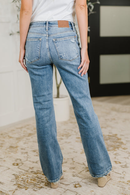 Hazel Blues® |  Lorena Mid Rise Vintage Wash Bootcut Jeans