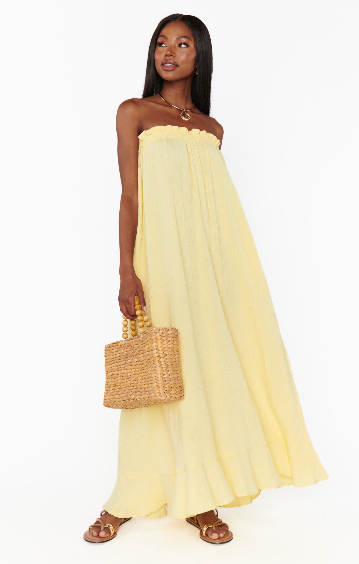 Around The World Maxi Dress ~ Yellow Gauze