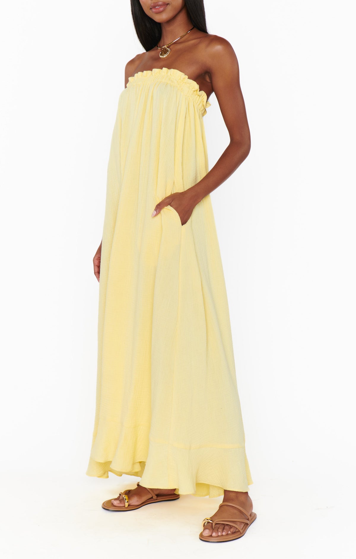 Around The World Maxi Dress ~ Yellow Gauze