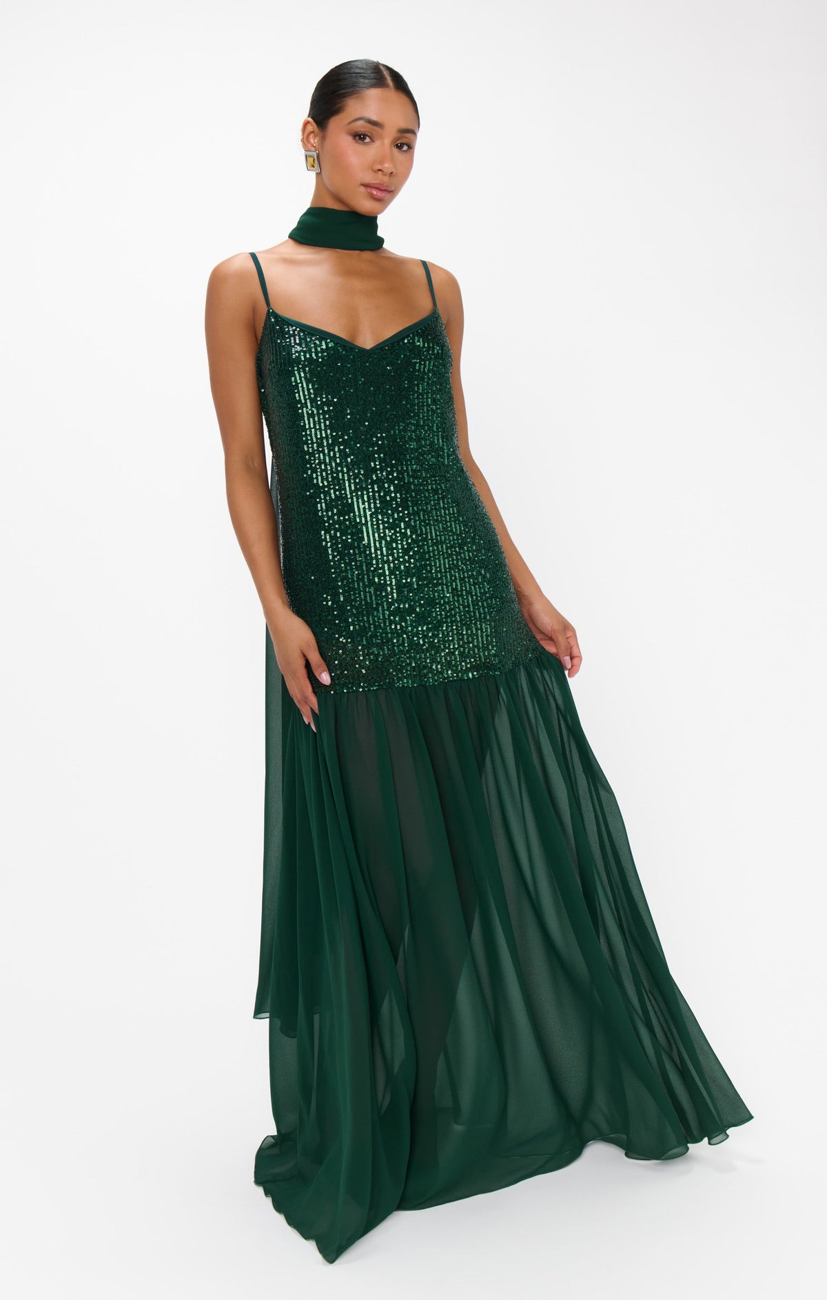Dalia Maxi Dress ~ Emerald Sequins