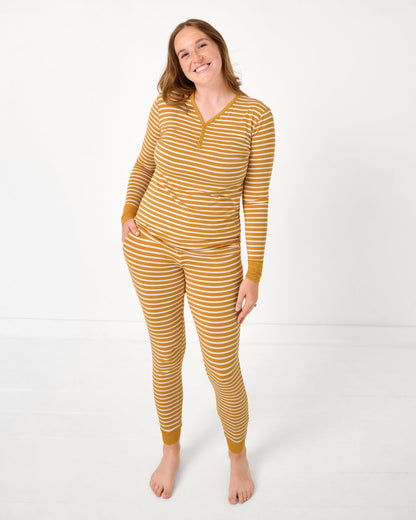 Marigold Stripe Women's Long Sleeve Pajama Top