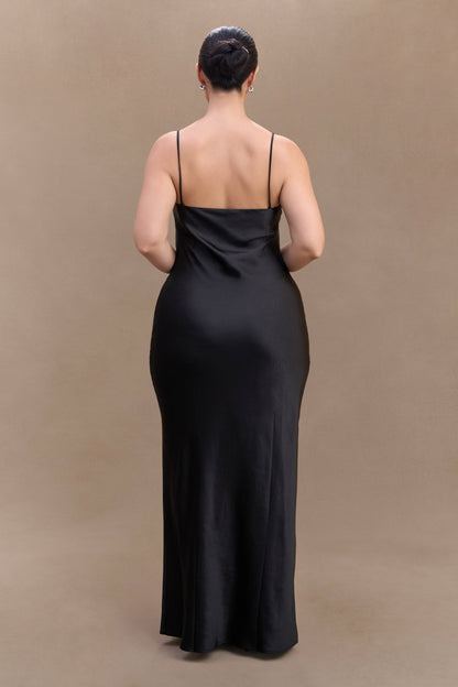 Lilly Sweetheart Satin Maxi Dress - Black