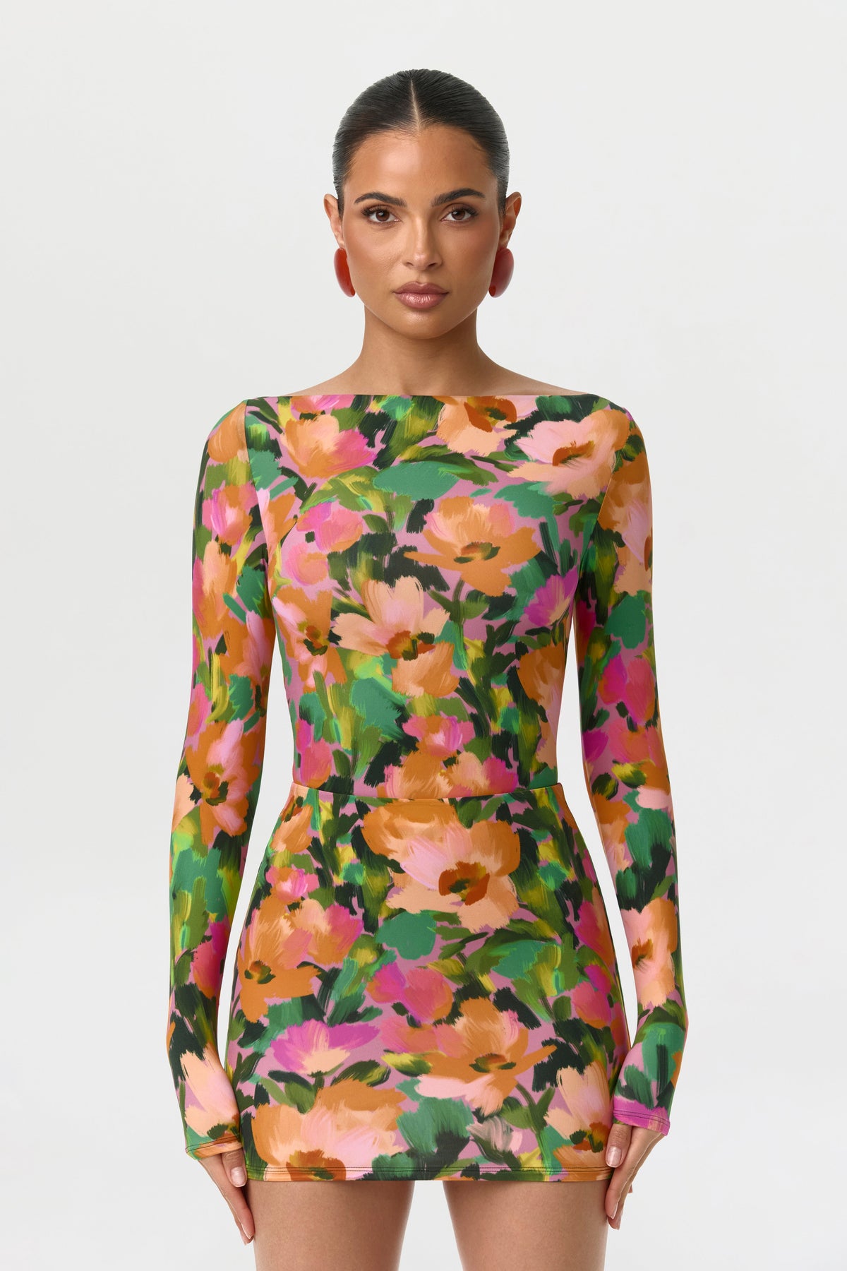 Naked Print Boatneck Bodysuit