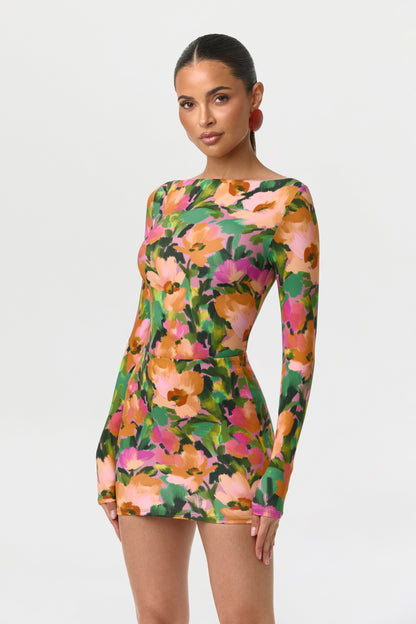 Naked Print Boatneck Bodysuit