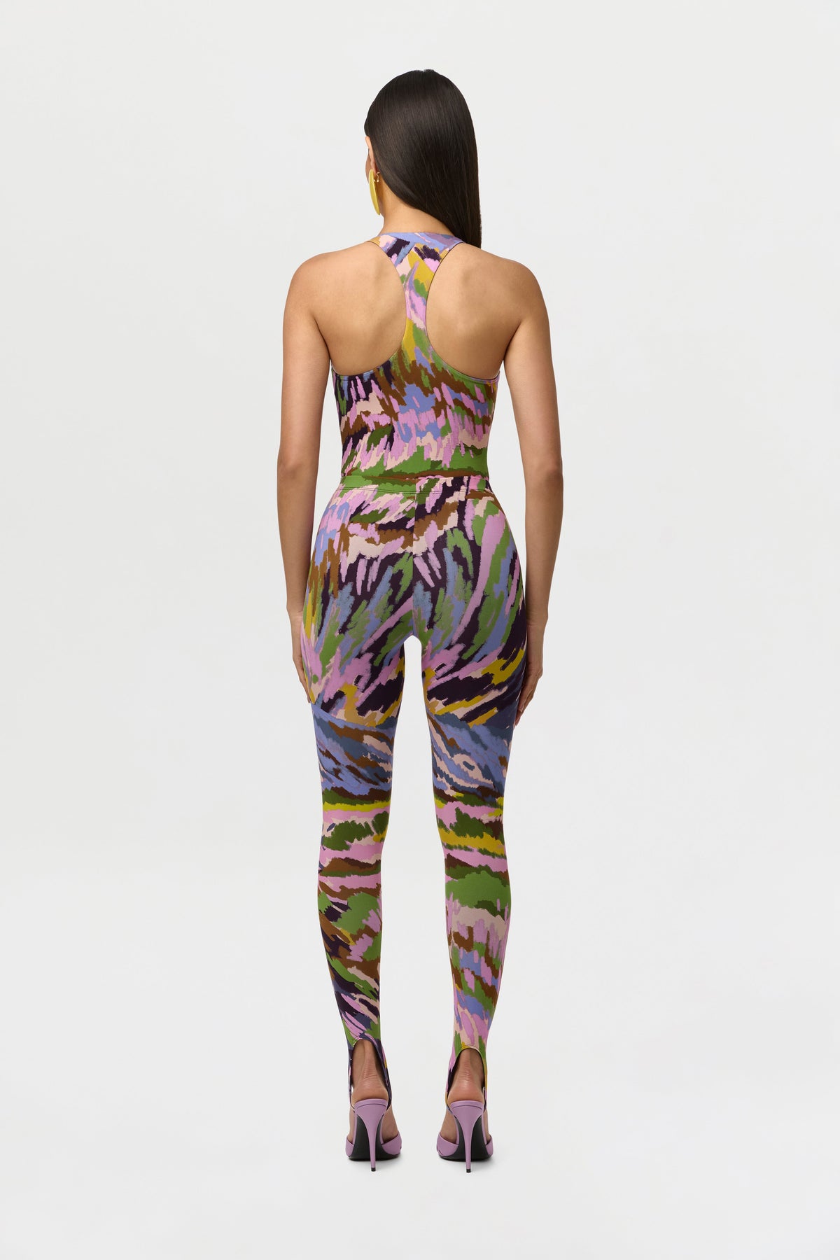 Naked Print Racerback Scoop Tank Bodysuit