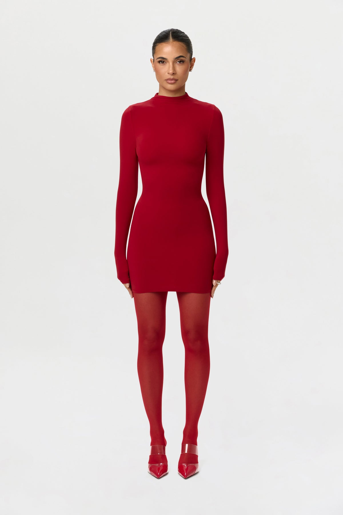Naked Mock Neck Mini Dress