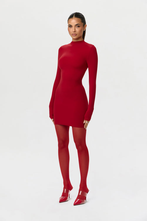 Naked Mock Neck Mini Dress