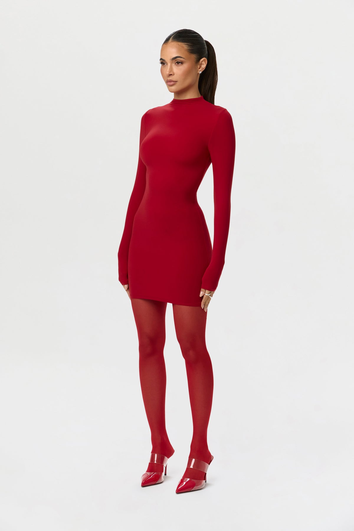 Naked Mock Neck Mini Dress