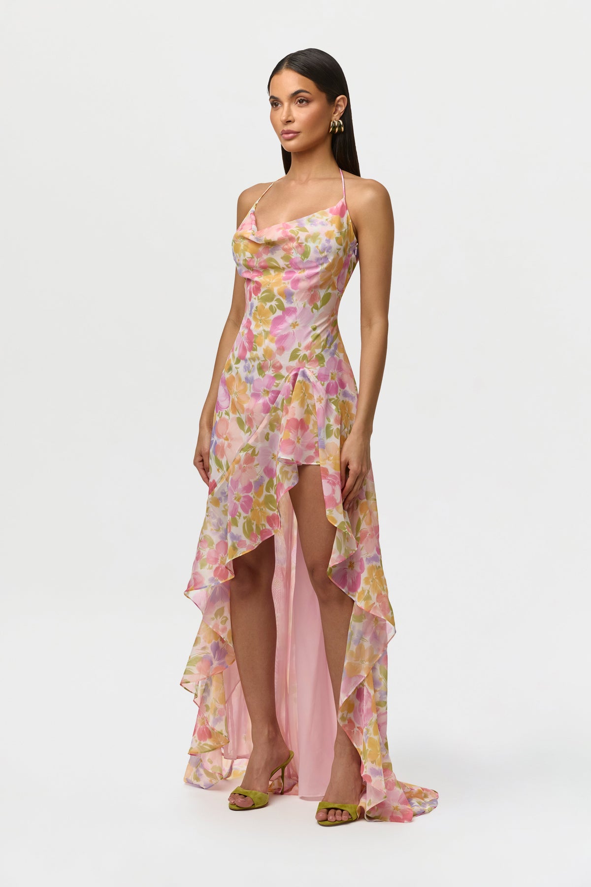 Chiffon Print Ruffle Dress