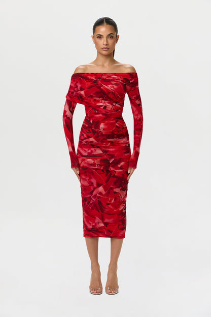 Bare Body Off-Shoulder Midi Dress