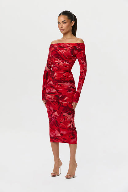 Bare Body Off-Shoulder Midi Dress