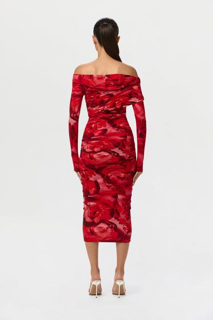 Bare Body Off-Shoulder Midi Dress