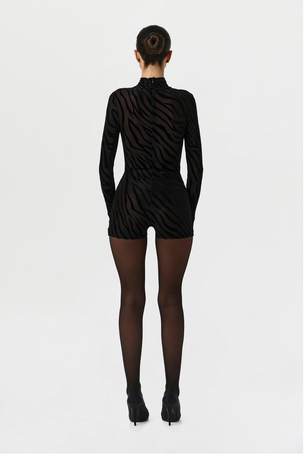 Burnout Print Turtleneck Romper