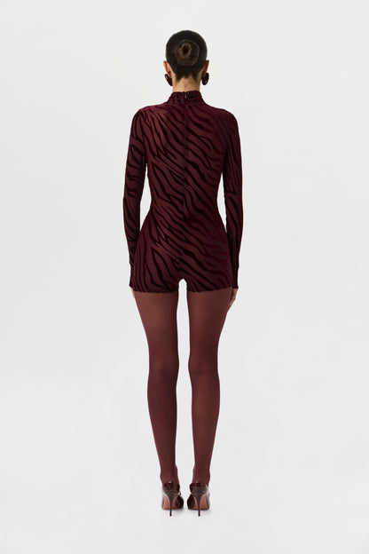 Burnout Print Turtleneck Romper