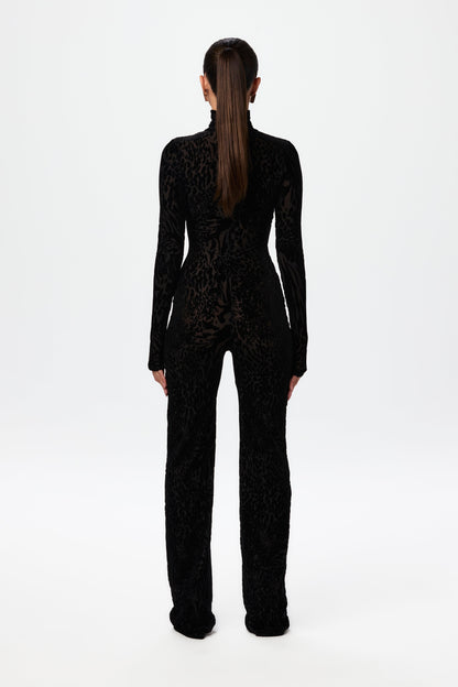 Burnout Print Turtleneck Jumpsuit