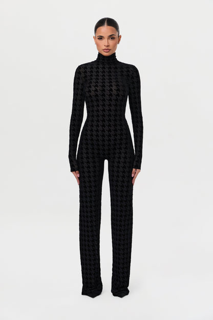 Burnout Print Turtleneck Jumpsuit
