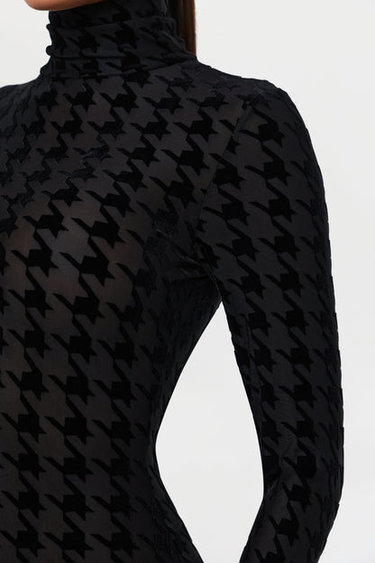 Burnout Print Turtleneck Jumpsuit