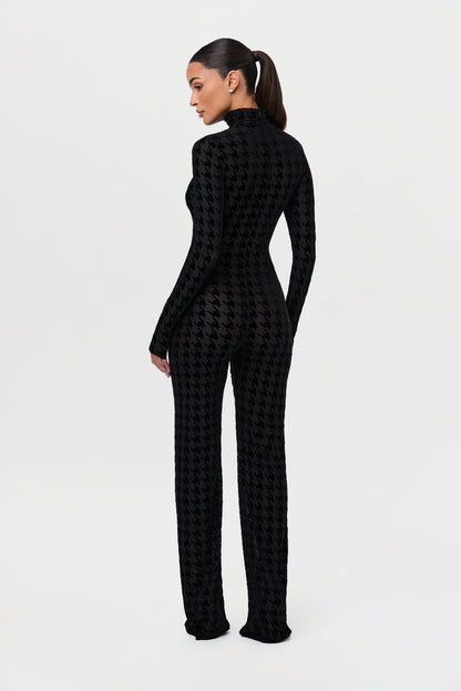 Burnout Print Turtleneck Jumpsuit
