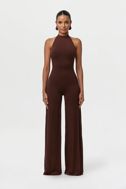 Smooth Halter Wide Leg Jumpsuit