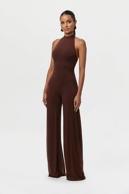 Smooth Halter Wide Leg Jumpsuit