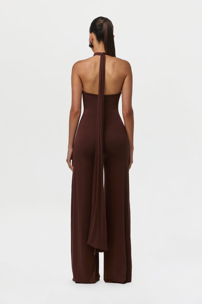 Smooth Halter Wide-Leg Jumpsuit Petite