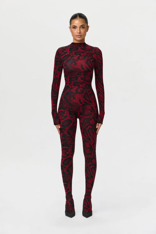 Naked Print Closed Toe Jumpsuit Petite