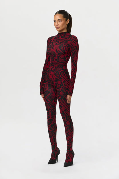 Naked Print Closed Toe Jumpsuit Petite