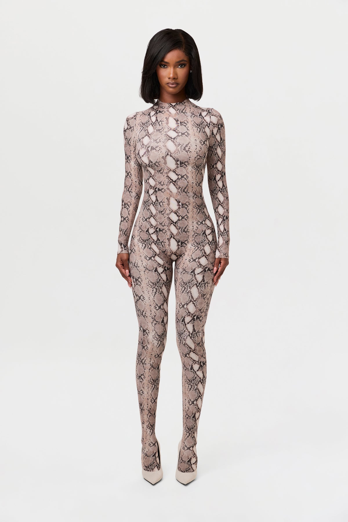 Naked Print Closed Toe Jumpsuit Petite