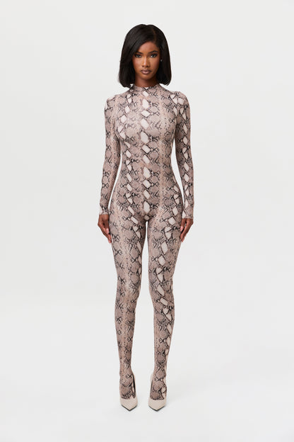 Naked Print Closed Toe Jumpsuit Petite