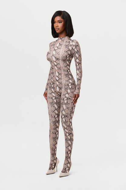 Naked Print Closed Toe Jumpsuit Petite