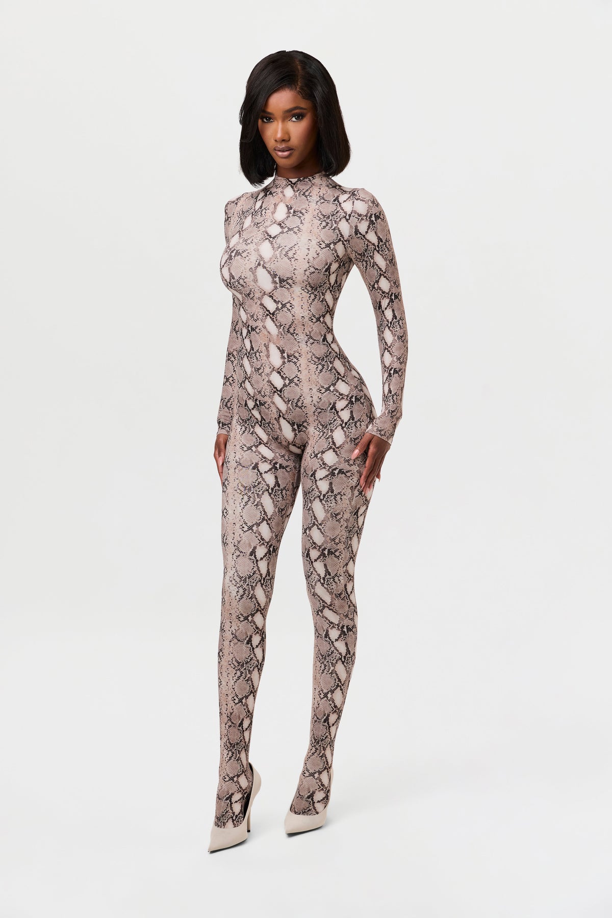 Naked Print Closed Toe Jumpsuit Petite