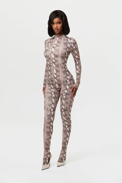 Naked Print Closed Toe Jumpsuit Petite