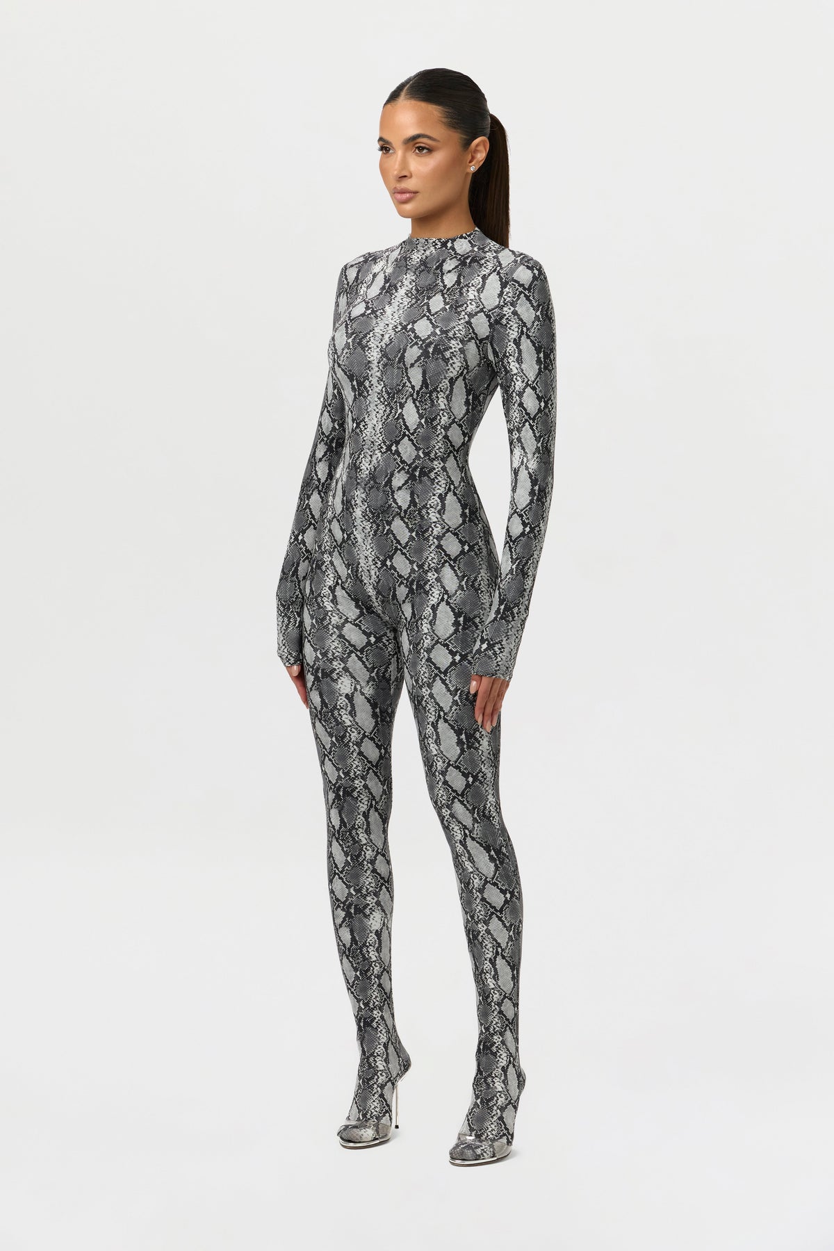 Naked Print Closed Toe Jumpsuit Petite