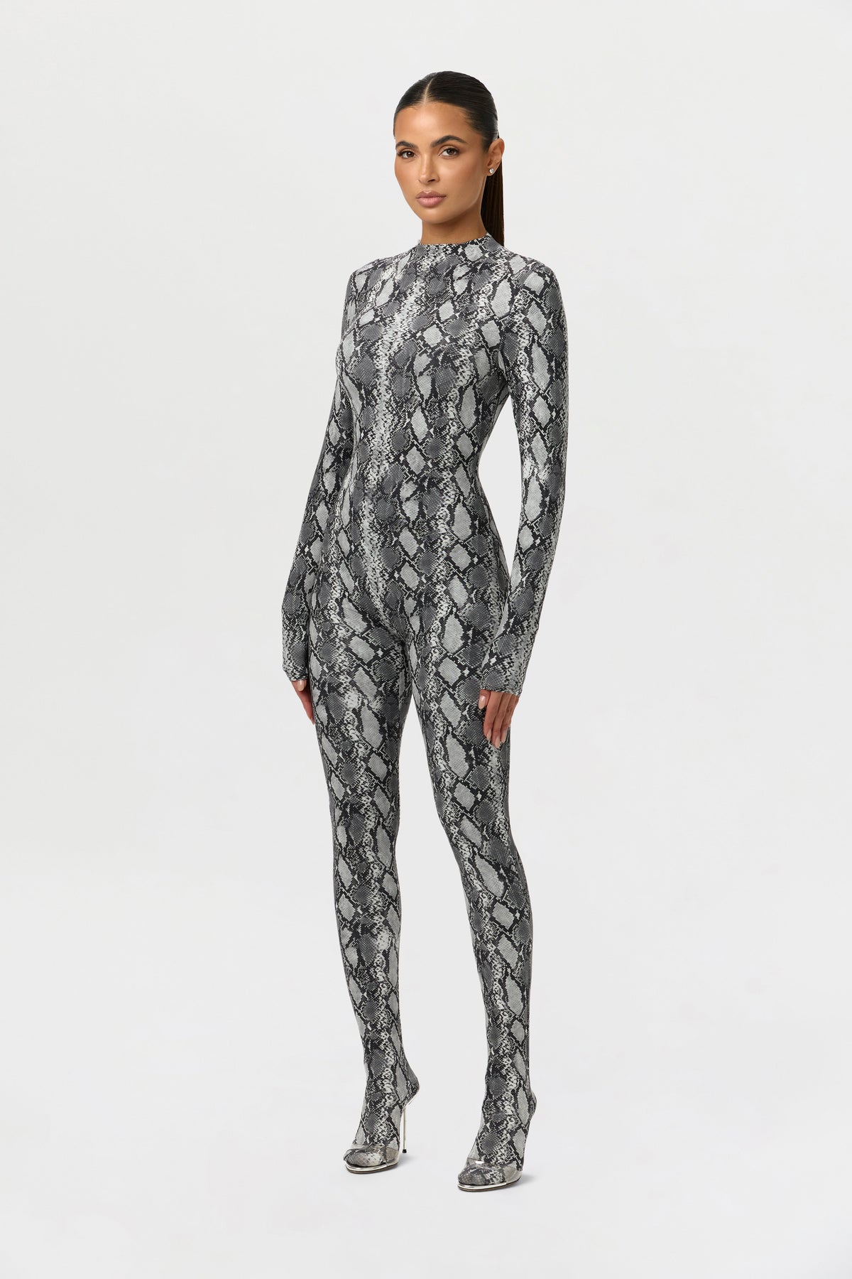 Naked Print Closed Toe Jumpsuit Petite
