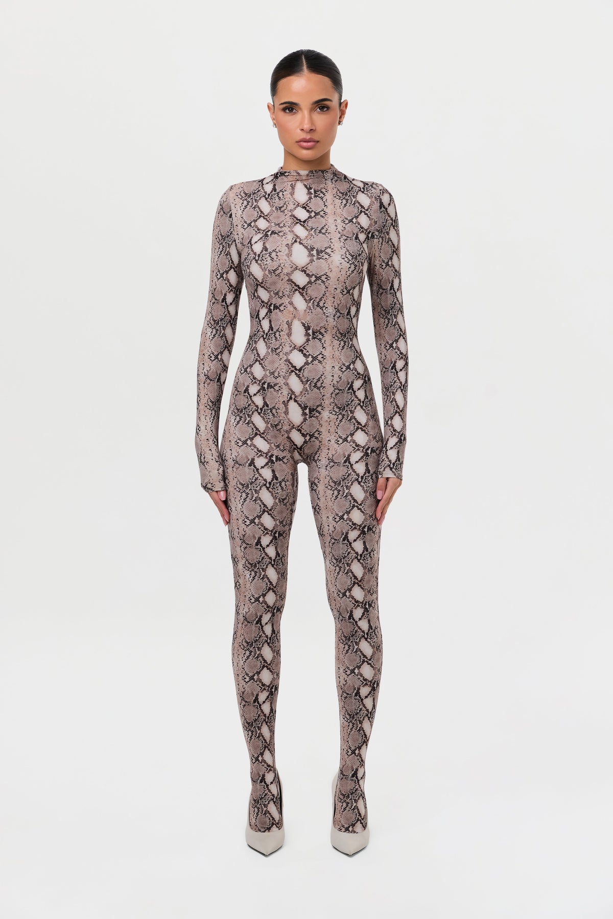Naked Print Closed Toe Jumpsuit Petite