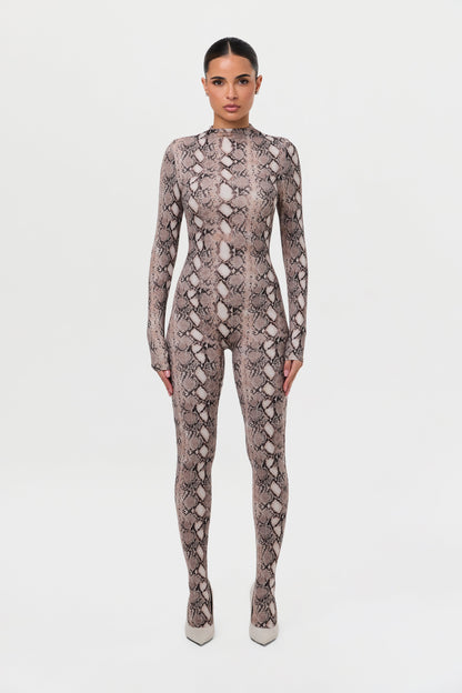 Naked Print Closed Toe Jumpsuit Petite