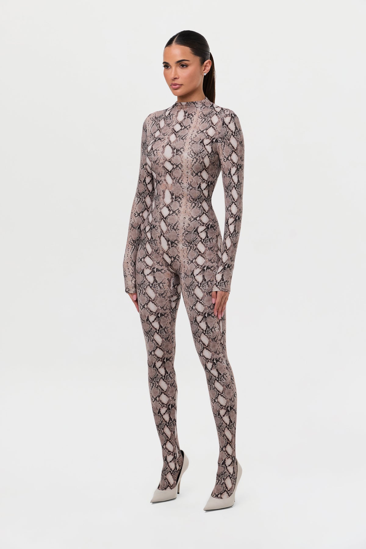 Naked Print Closed Toe Jumpsuit Petite