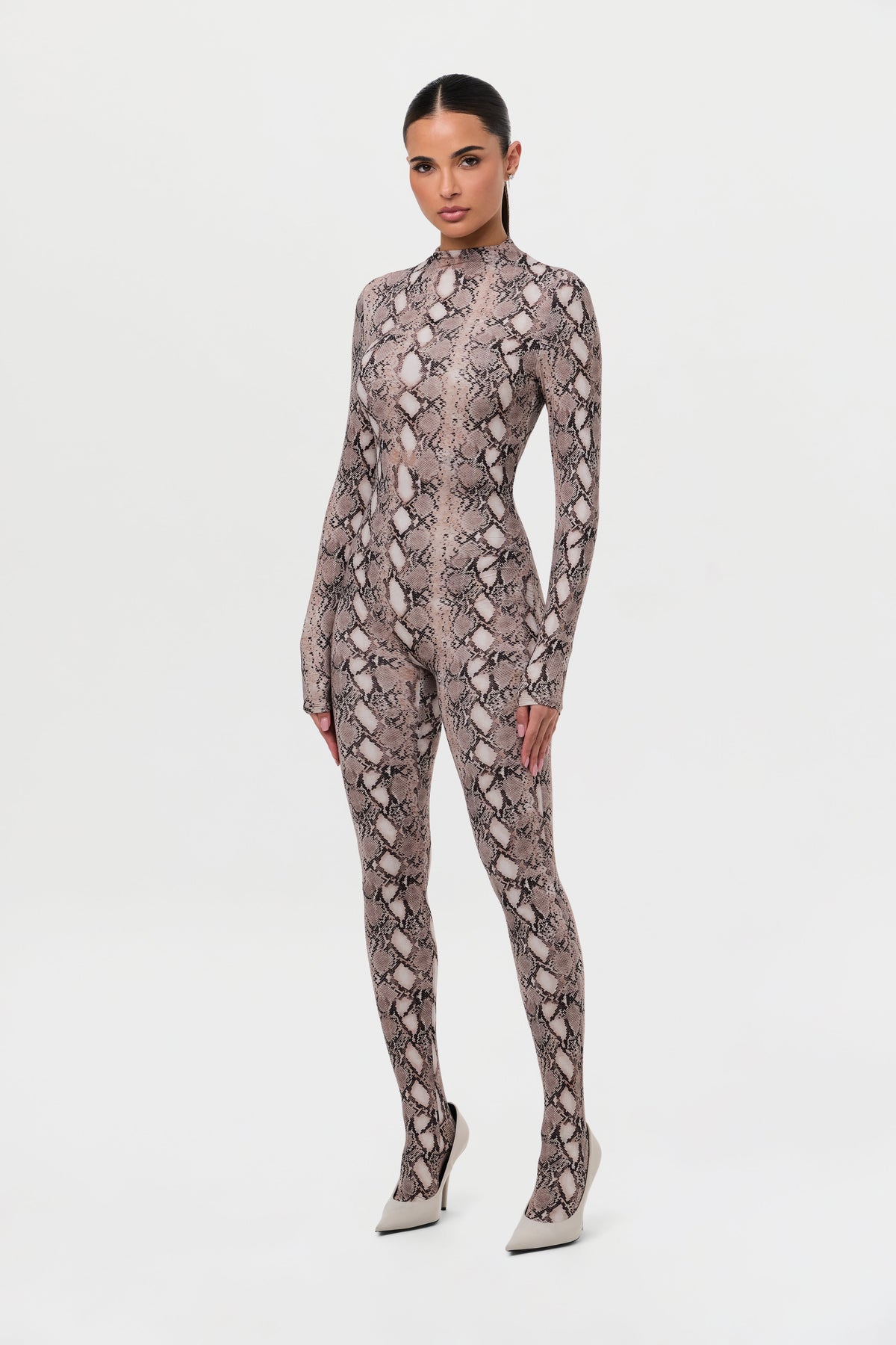 Naked Print Closed Toe Jumpsuit Petite