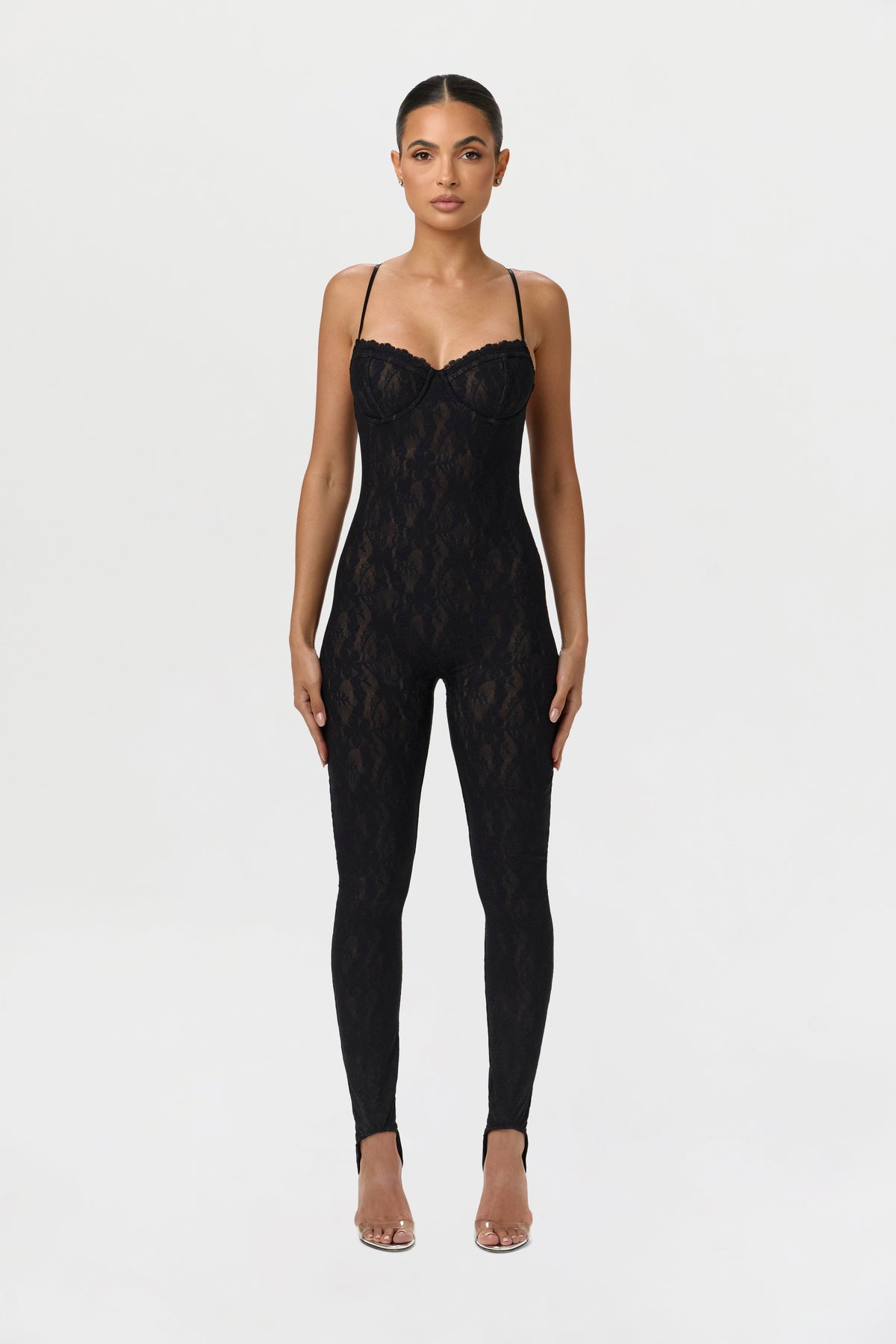 Stretch Lace Stirrup Jumpsuit Petite