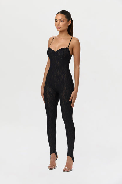 Stretch Lace Stirrup Jumpsuit Petite