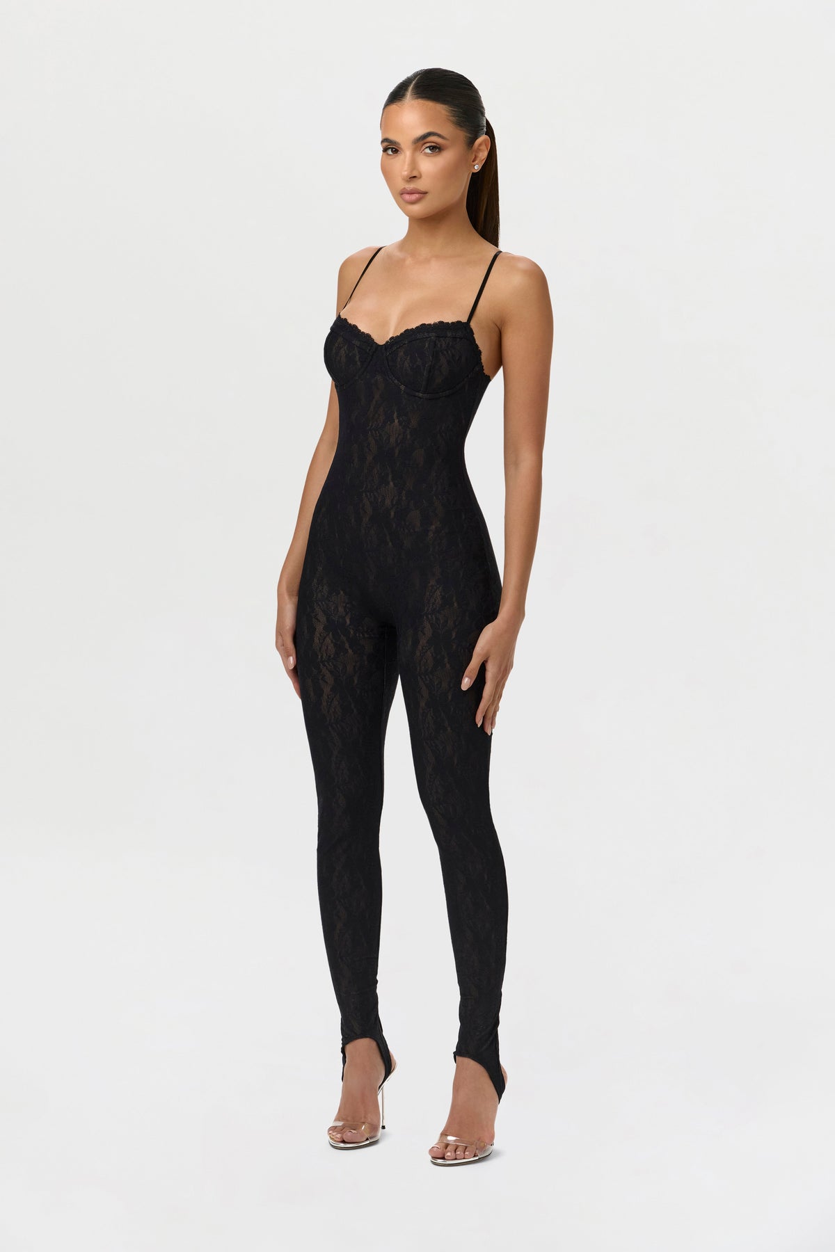 Stretch Lace Stirrup Jumpsuit