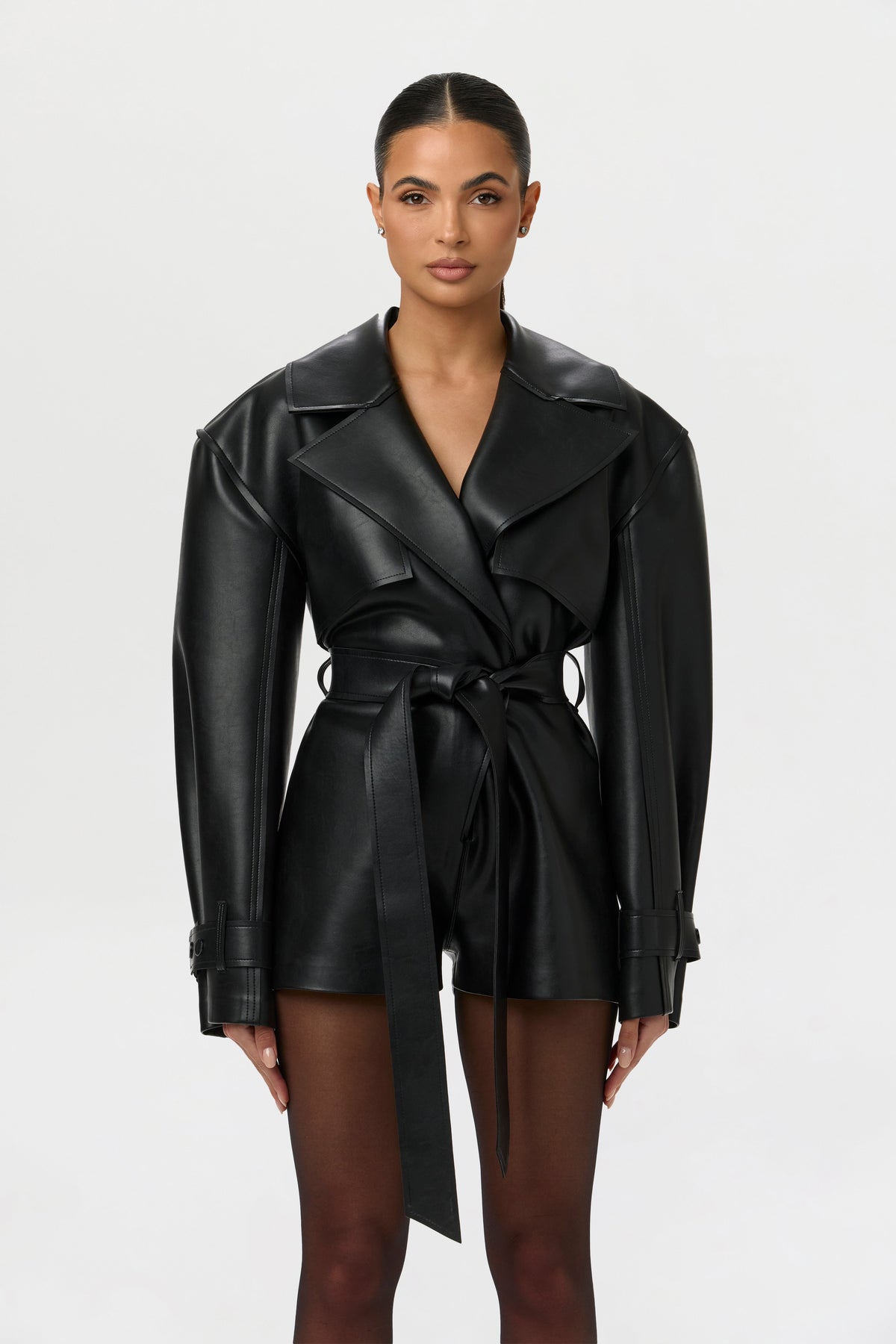 Vegan Leather Trench Romper