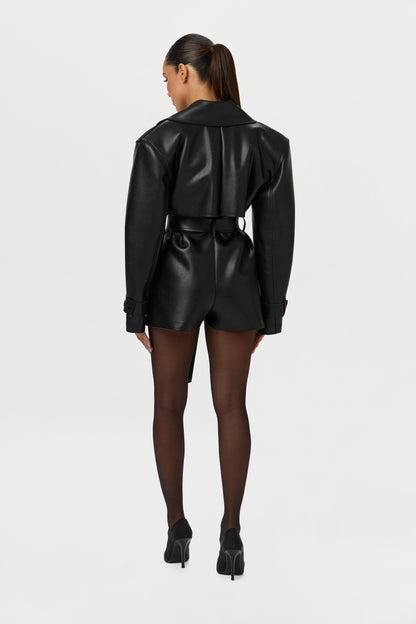 Vegan Leather Trench Romper