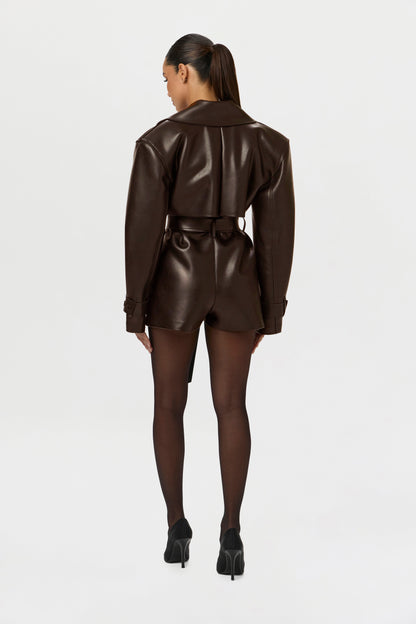 Vegan Leather Trench Romper